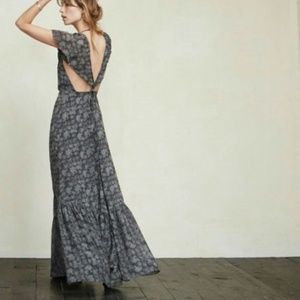 Reformation Priya Dress Escher Grey Floral Cape